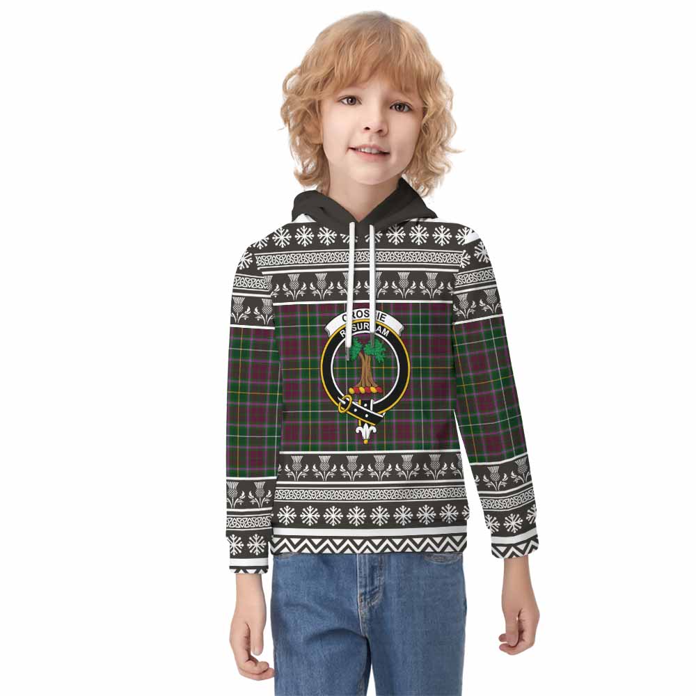 Crosbie Clan Tartan Christmas Kid Hoodie with Family Crest - Tartan Vibes Clothing