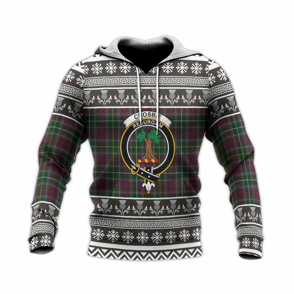 Crosbie Clan Tartan Christmas Knitted Hoodie with Family Crest - Tartan Vibes Clothing