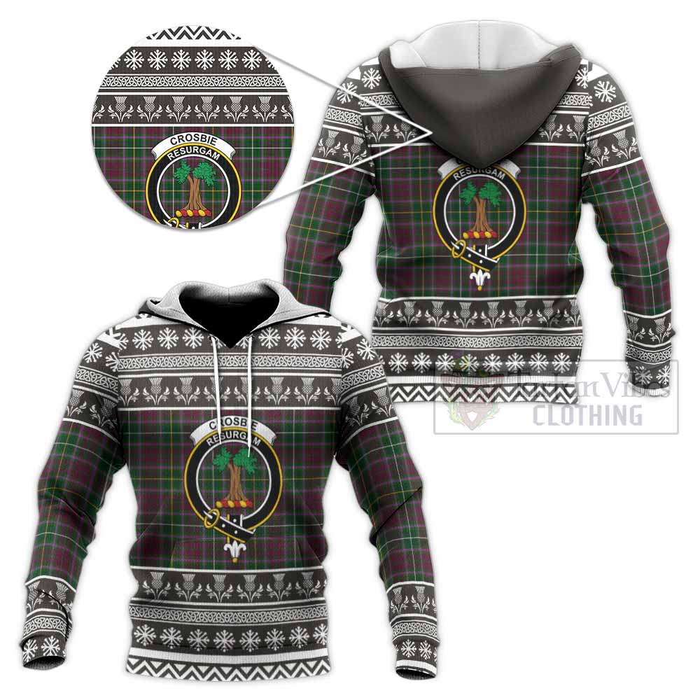 Crosbie Clan Tartan Christmas Knitted Hoodie with Family Crest - Tartan Vibes Clothing