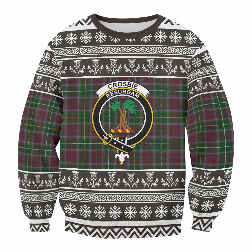 Crosbie Clan Tartan Christmas Sweatshirt with Family Crest - Tartan Vibes Clothing