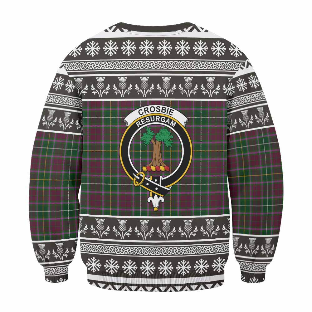 Crosbie Clan Tartan Christmas Sweatshirt with Family Crest - Tartan Vibes Clothing