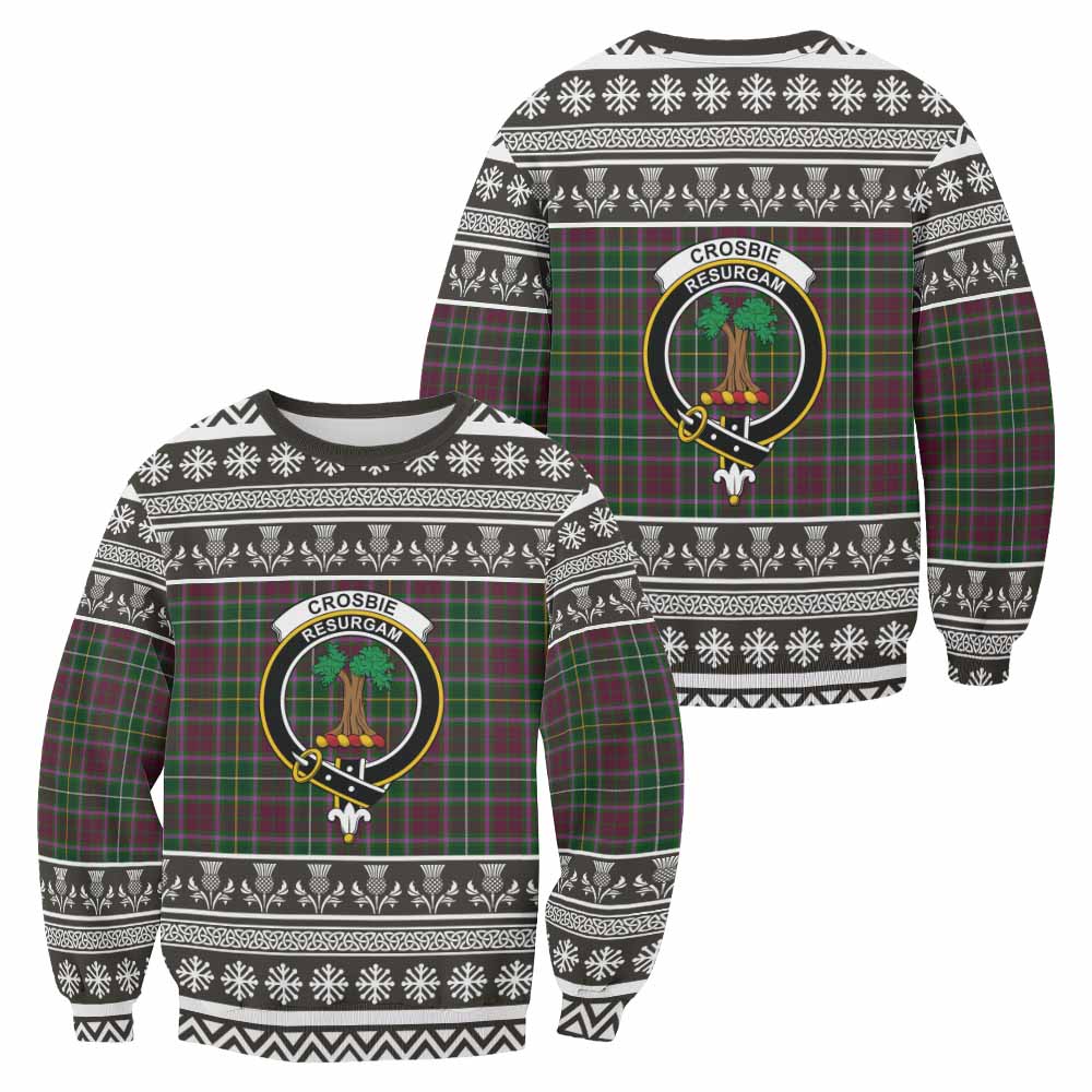 Crosbie Clan Tartan Christmas Sweatshirt with Family Crest - Tartan Vibes Clothing