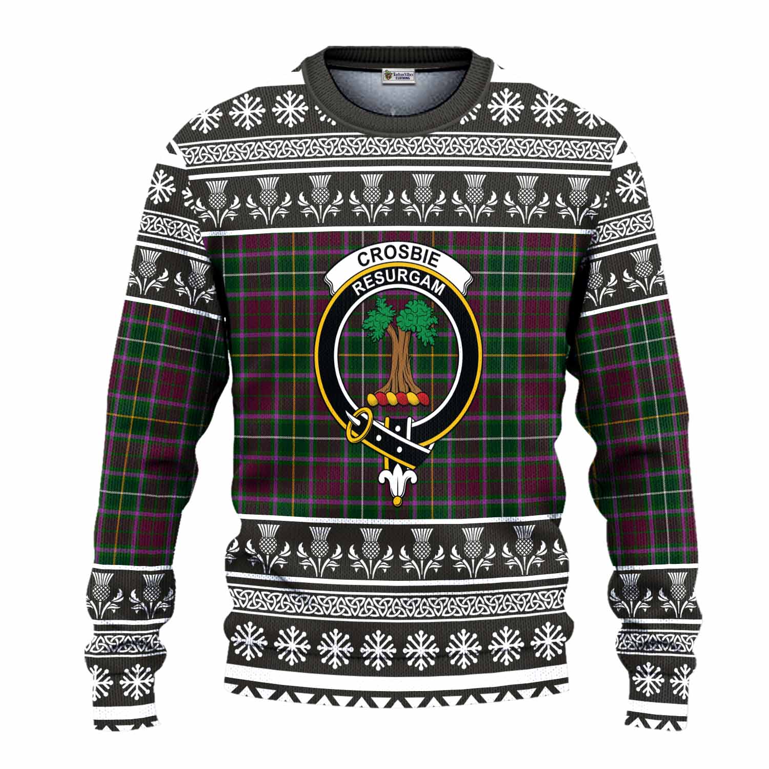 Crosbie Clan Tartan Christmas Ugly Sweater with Family Crest - Tartan Vibes Clothing