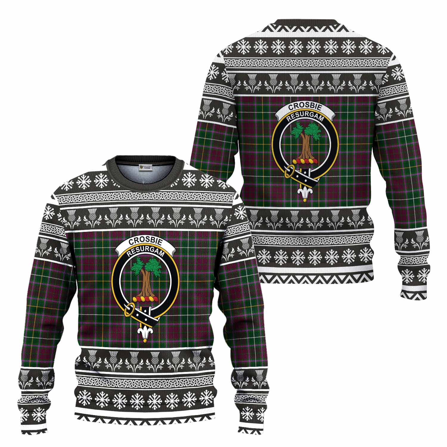 Crosbie Clan Tartan Christmas Ugly Sweater with Family Crest - Tartan Vibes Clothing