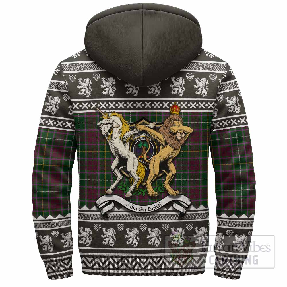Crosbie Clan Tartan Crest Christmas Fleece Hoodie Coat of Arms Funny Style - Tartan Vibes Clothing