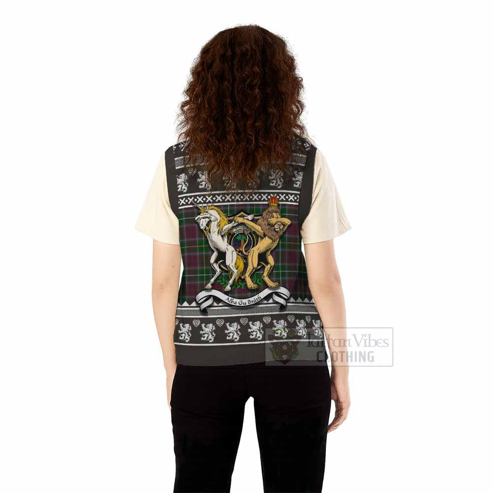 Crosbie Clan Tartan Crest Christmas Knitted V-Neck Vest Coat of Arms Funny Style - Tartan Vibes Clothing