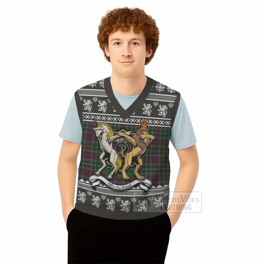 Crosbie Clan Tartan Crest Christmas Knitted V-Neck Vest Coat of Arms Funny Style - Tartan Vibes Clothing