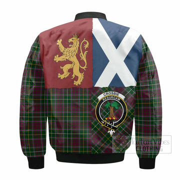 Crosbie Crest Tartan Bomber Jacket with Lion Rampant Saltire Style