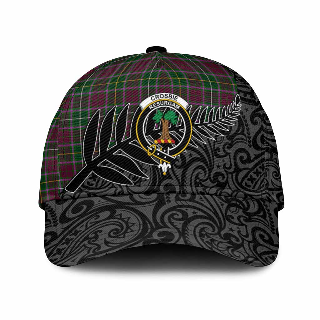 Crosbie Crest Tartan Classic Cap with New Zealand Silver Fern Half Style