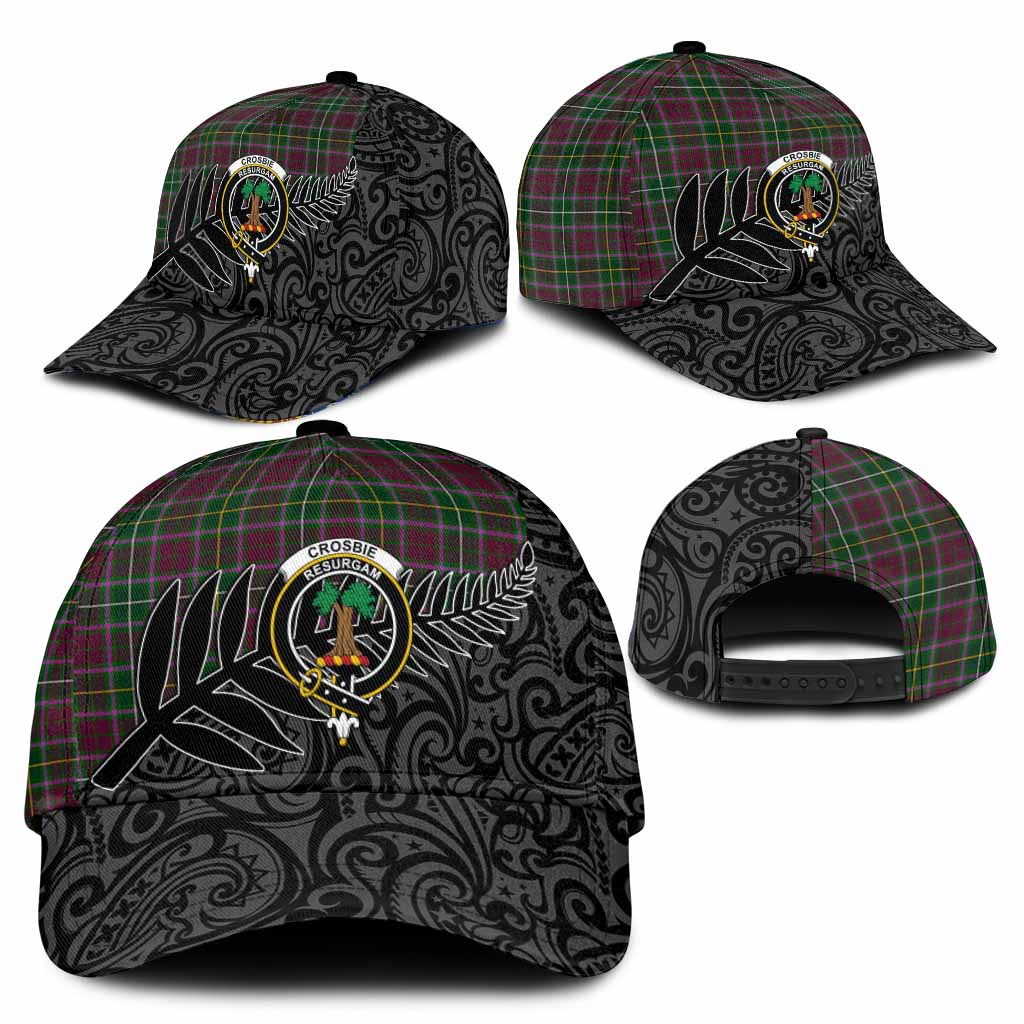 Crosbie Crest Tartan Classic Cap with New Zealand Silver Fern Half Style