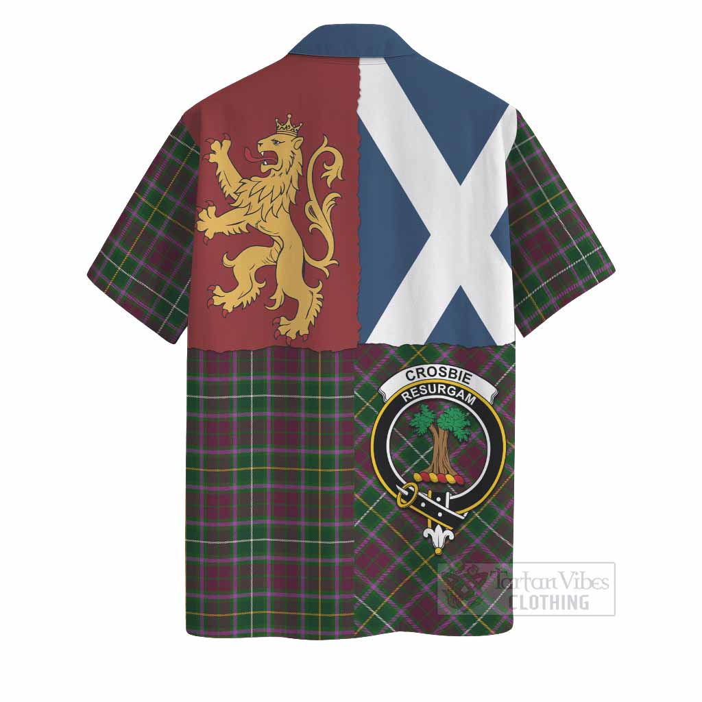 Crosbie Crest Tartan Hawaiian Shirt with Lion Rampant Saltire Style