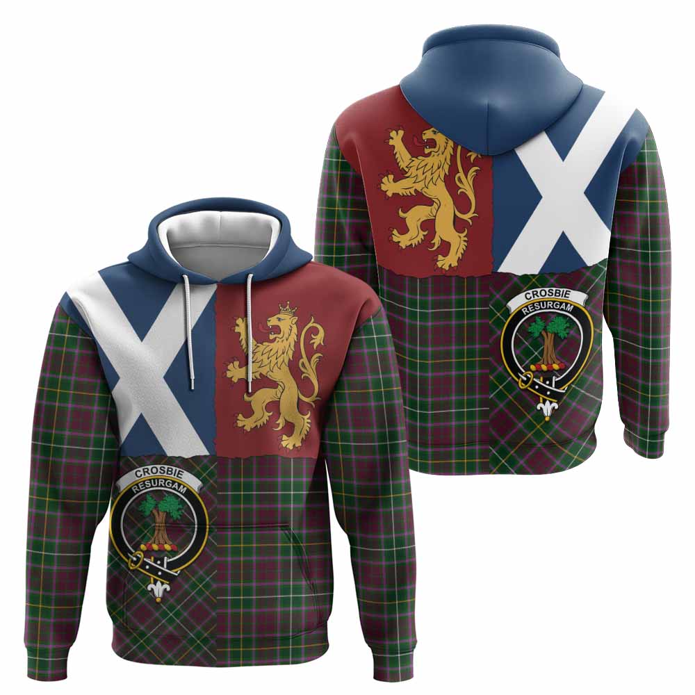 Crosbie Crest Tartan Hoodie with Lion Rampant Saltire Style