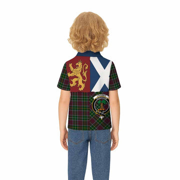 Crosbie Crest Tartan Kid Polo Shirt with Lion Rampant Saltire Style - Tartan Vibes Clothing