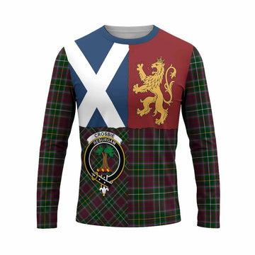 Crosbie Crest Tartan Long Sleeve T-Shirt with Lion Rampant Saltire Style