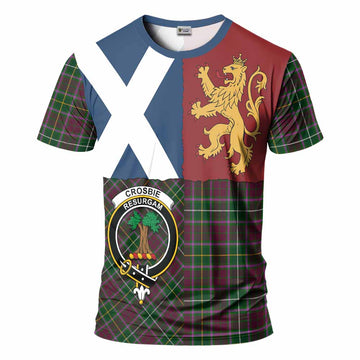 Crosbie Crest Tartan T-Shirt with Lion Rampant Saltire Style