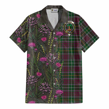Crosbie Family Crest Tartan Cotton Hawaiian Shirt Scottish Thistle Flower Pattern Half Style - Tartan Vibes Clothing
