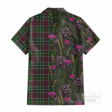 Crosbie Family Crest Tartan Cotton Hawaiian Shirt Scottish Thistle Flower Pattern Half Style - Tartan Vibes Clothing