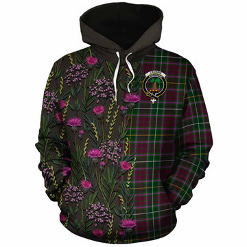 Crosbie Family Crest Tartan Cotton Hoodie Scottish Thistle Flower Pattern Half Style - Tartan Vibes Clothing