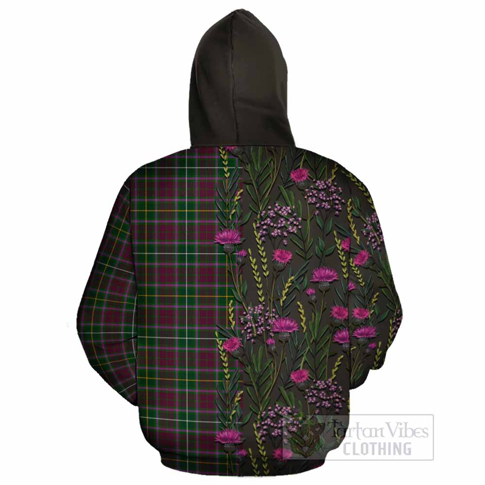 Crosbie Family Crest Tartan Cotton Hoodie Scottish Thistle Flower Pattern Half Style - Tartan Vibes Clothing