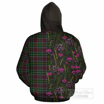 Crosbie Family Crest Tartan Cotton Hoodie Scottish Thistle Flower Pattern Half Style - Tartan Vibes Clothing