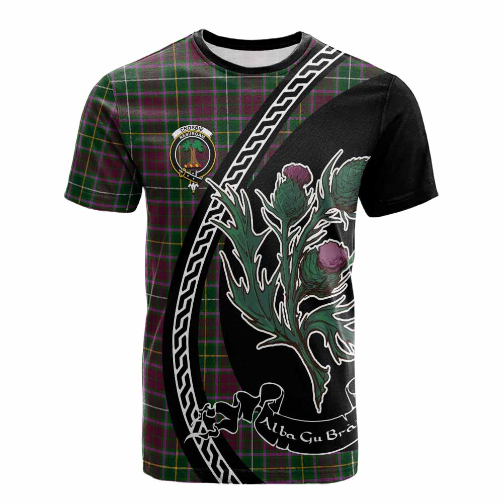 Crosbie Family Crest Tartan Cotton T-shirt Alba Thistle Inspired - Tartan Vibes Clothing