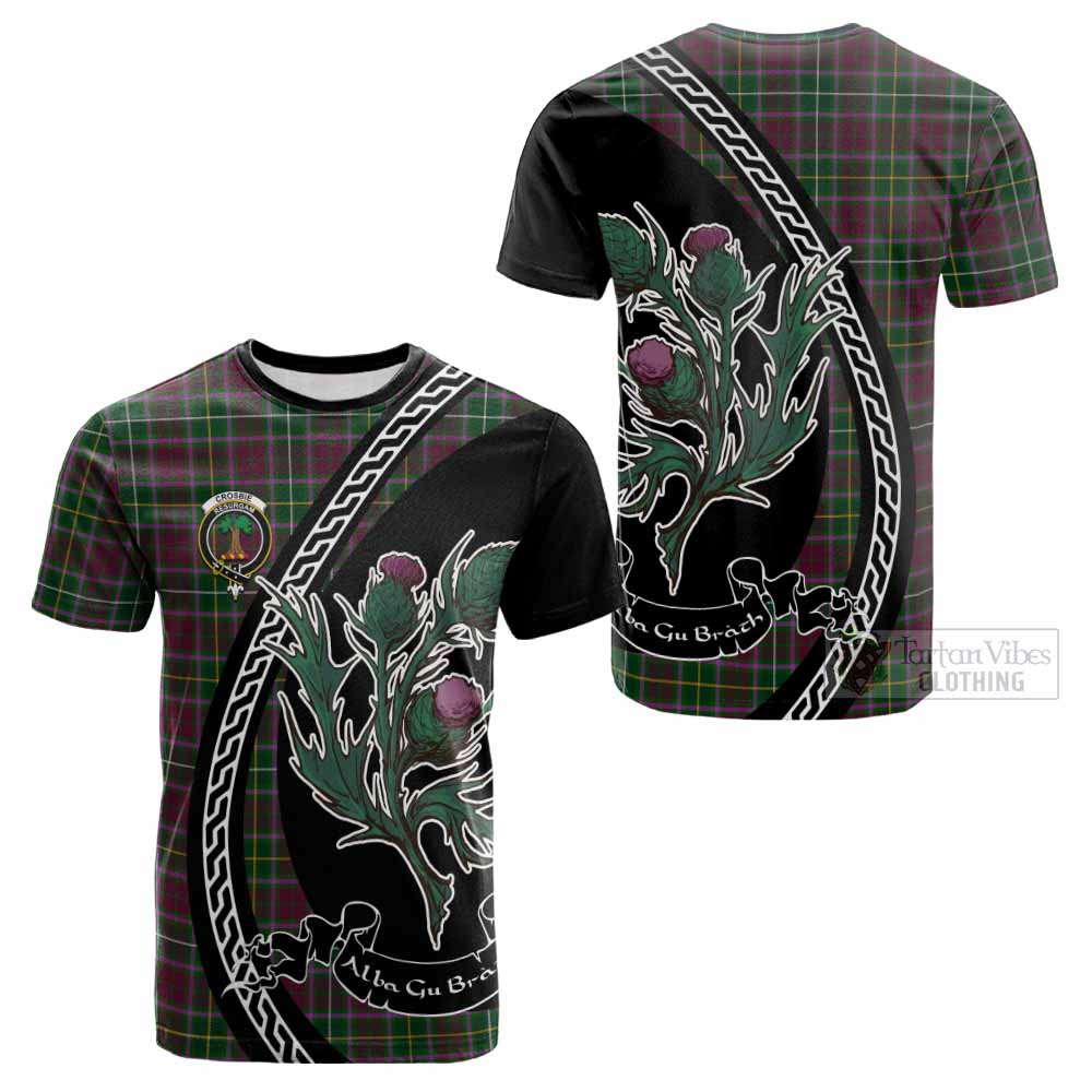 Crosbie Family Crest Tartan Cotton T-shirt Alba Thistle Inspired - Tartan Vibes Clothing