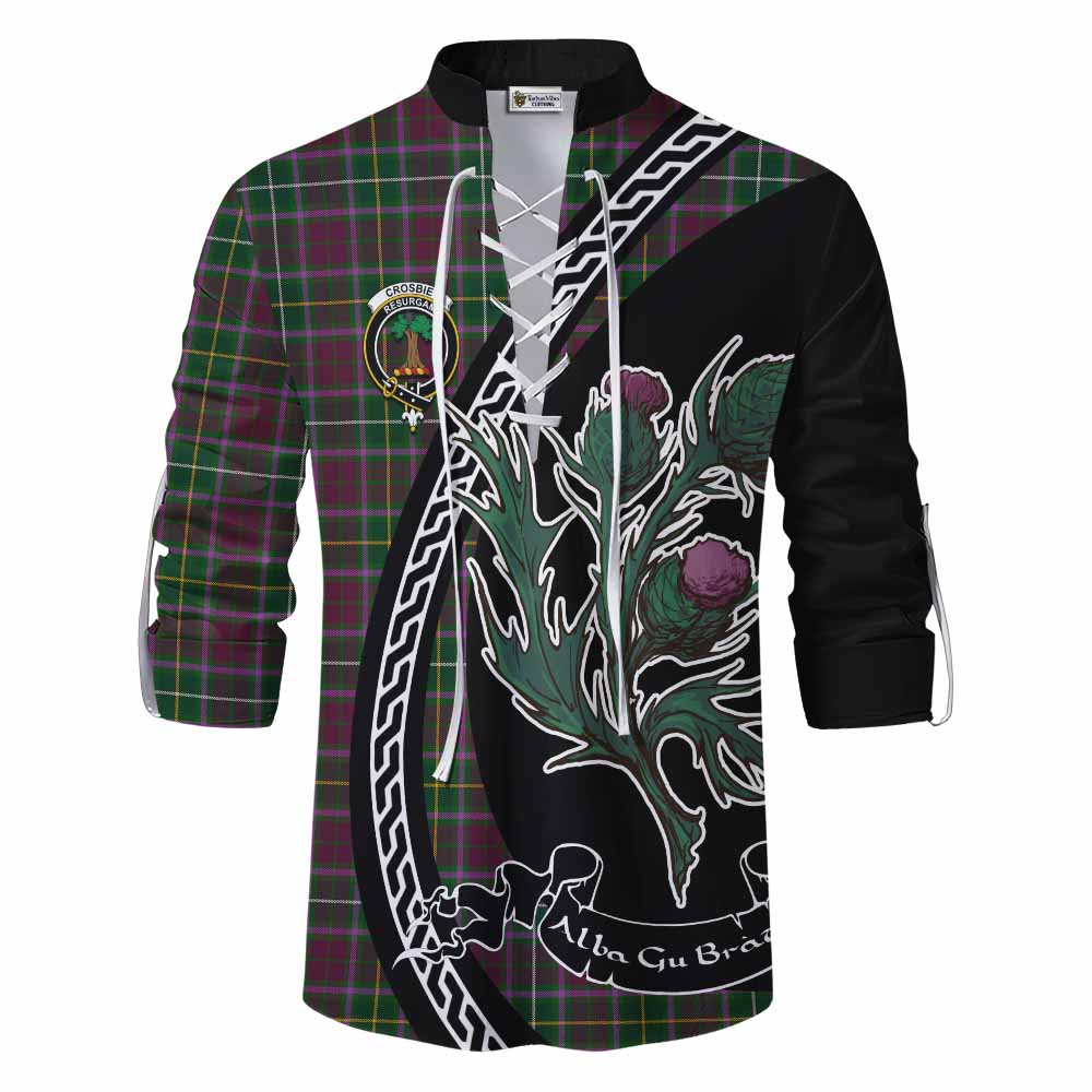 Crosbie Family Crest Tartan Ghillie Shirt Alba Thistle Inspired - Tartan Vibes Clothing