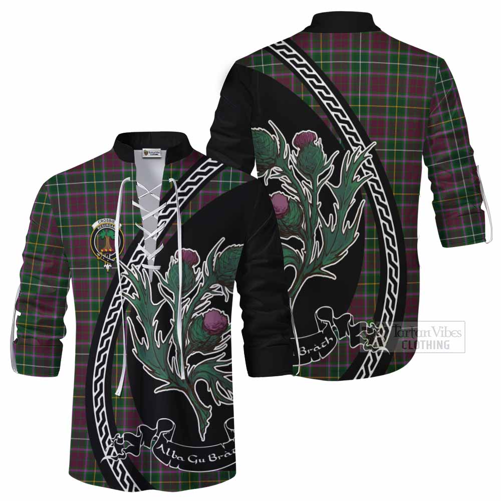 Crosbie Family Crest Tartan Ghillie Shirt Alba Thistle Inspired - Tartan Vibes Clothing