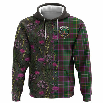 Crosbie Family Crest Tartan Hoodie Scottish Thistle Flower Pattern Half Style - Tartan Vibes Clothing