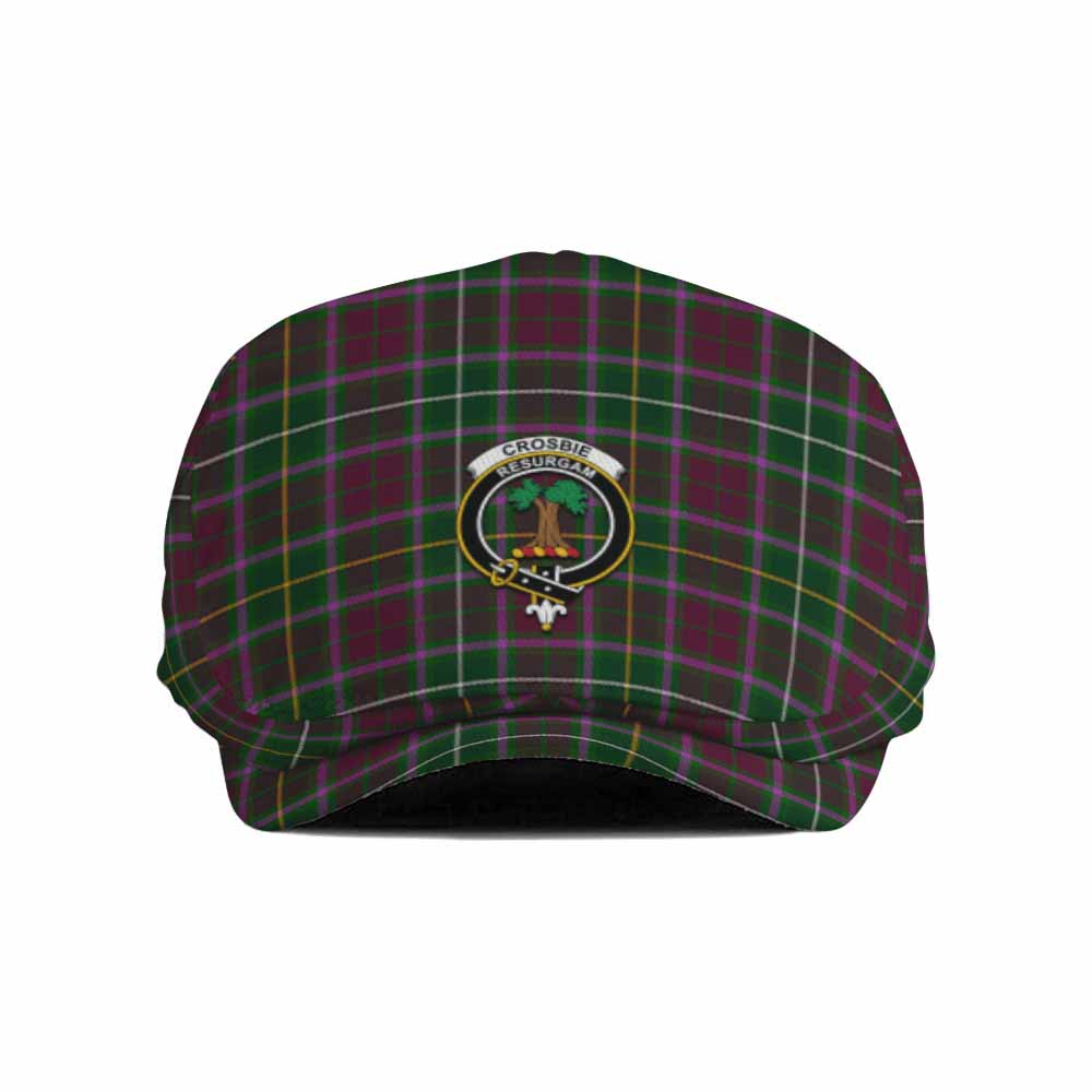 Crosbie Family Crest Tartan Jeff Cap, Tartan Flat Cap