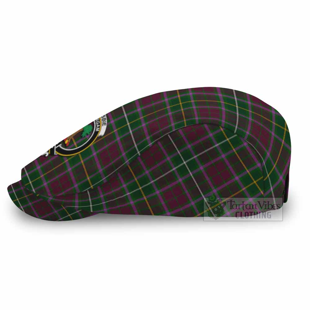 Crosbie Family Crest Tartan Jeff Cap, Tartan Flat Cap