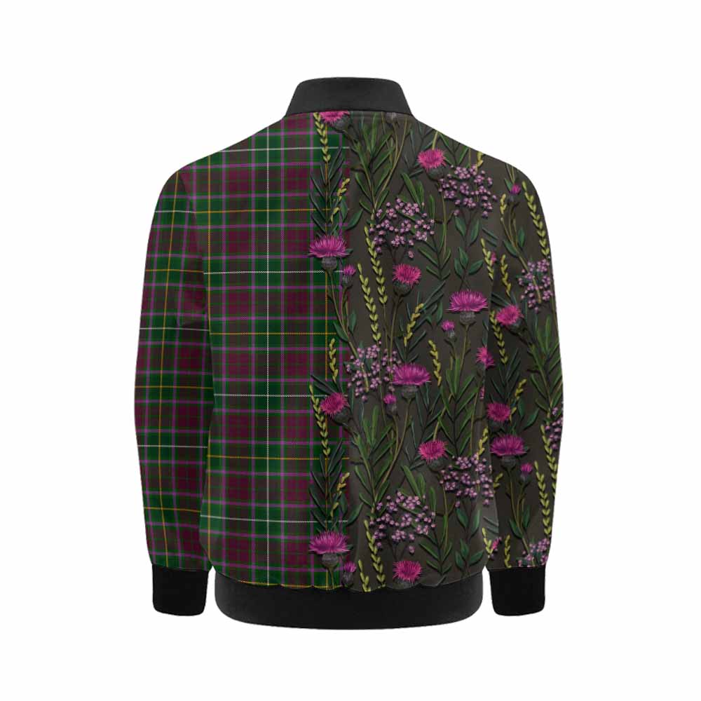 Crosbie Family Crest Tartan Kid Bomber Jacket Scottish Thistle Flower Pattern Half Style - Tartan Vibes Clothing