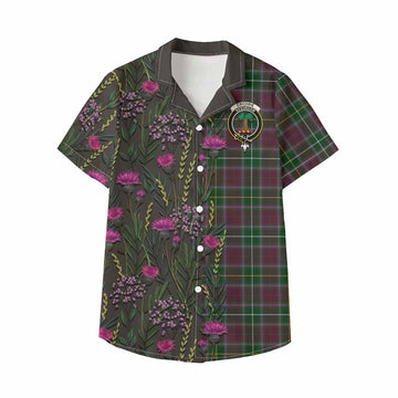 Crosbie Family Crest Tartan Kid Hawaiian Shirt Scottish Thistle Flower Pattern Half Style - Tartan Vibes Clothing