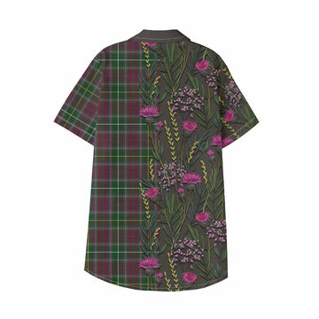 Crosbie Family Crest Tartan Kid Hawaiian Shirt Scottish Thistle Flower Pattern Half Style - Tartan Vibes Clothing