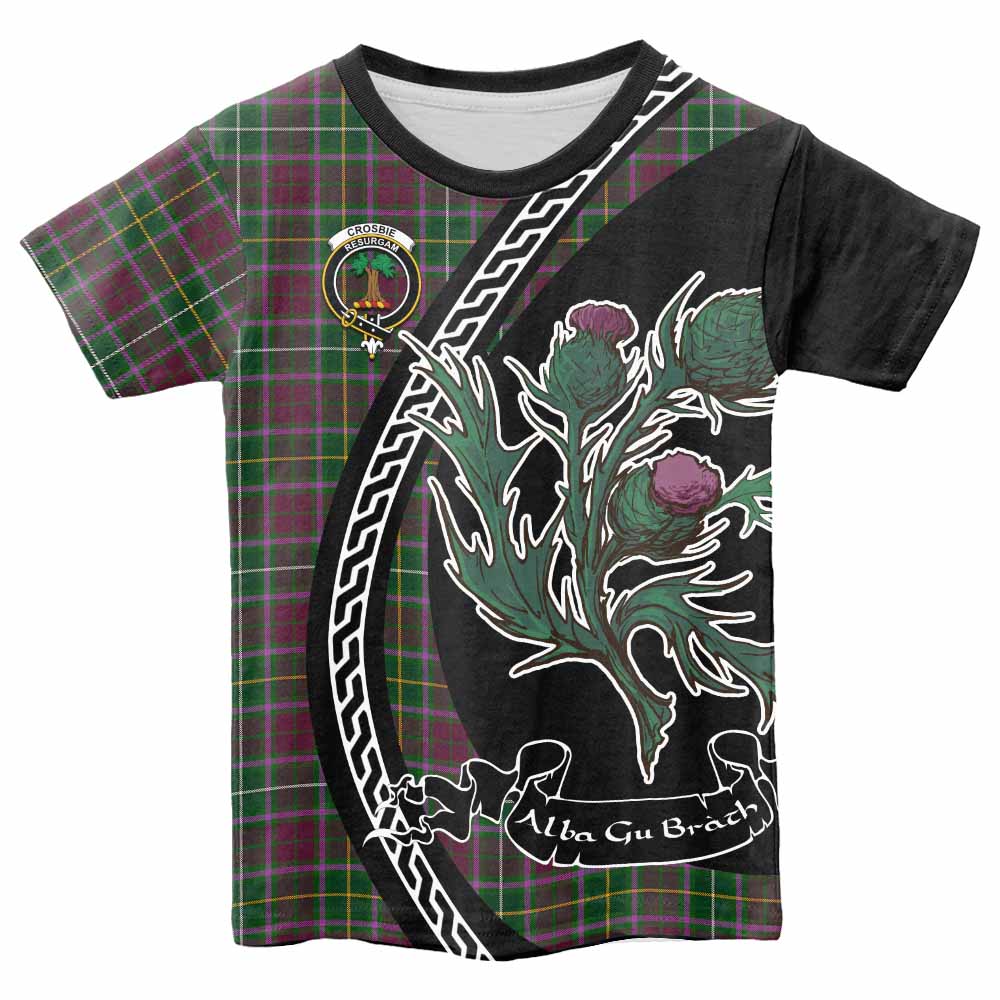 Crosbie Family Crest Tartan Kid T-shirt Alba Thistle Inspired - Tartan Vibes Clothing