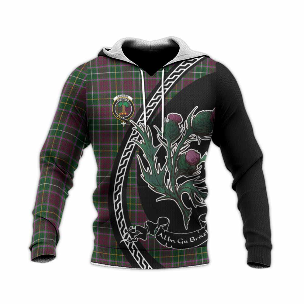 Crosbie Family Crest Tartan Knitted Hoodie Alba Thistle Inspired - Tartan Vibes Clothing