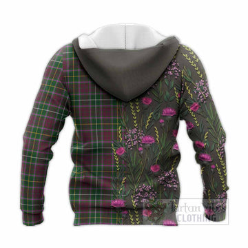 Crosbie Family Crest Tartan Knitted Hoodie Scottish Thistle Flower Pattern Half Style - Tartan Vibes Clothing
