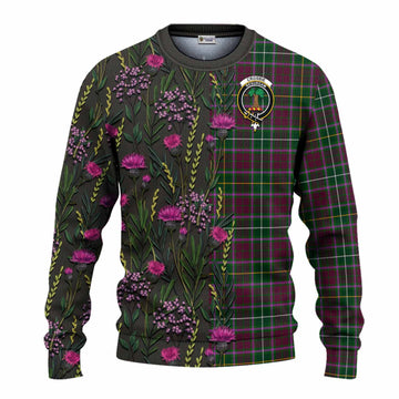 Crosbie Family Crest Tartan Knitted Sweater Scottish Thistle Flower Pattern Half Style - Tartan Vibes Clothing