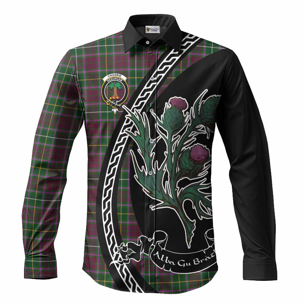 Crosbie Family Crest Tartan Long Sleeve Button Shirts Alba Thistle Inspired - Tartan Vibes Clothing