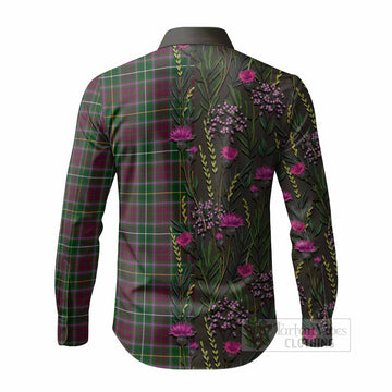 Crosbie Family Crest Tartan Long Sleeve Button Shirts Scottish Thistle Flower Pattern Half Style - Tartan Vibes Clothing