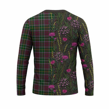 Crosbie Family Crest Tartan Long Sleeve T-Shirt Scottish Thistle Flower Pattern Half Style - Tartan Vibes Clothing
