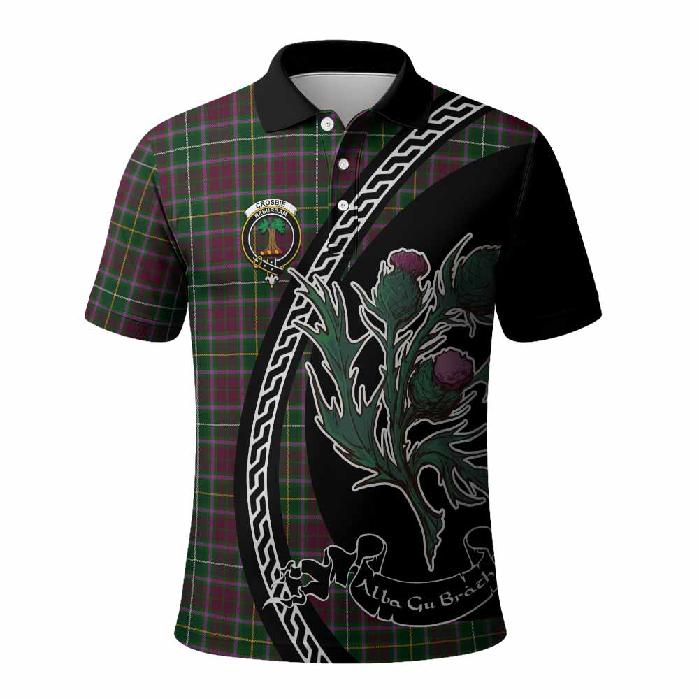 Crosbie Family Crest Tartan Polo Shirt Alba Thistle Inspired - Tartan Vibes Clothing