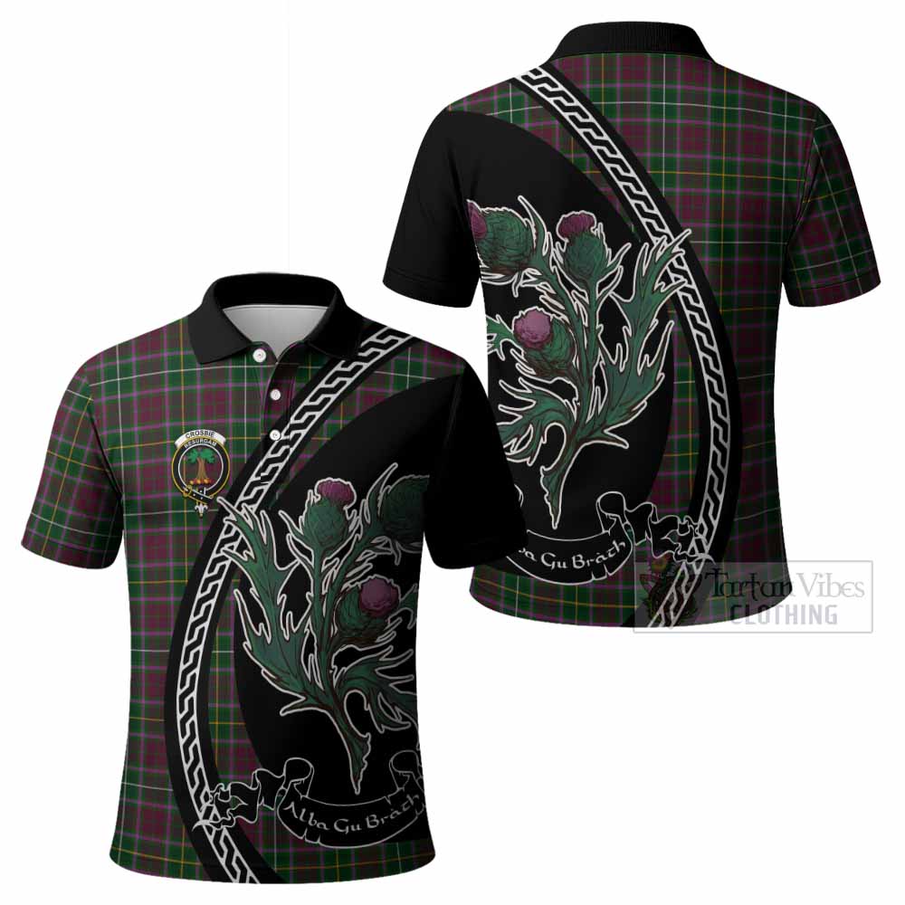 Crosbie Family Crest Tartan Polo Shirt Alba Thistle Inspired - Tartan Vibes Clothing