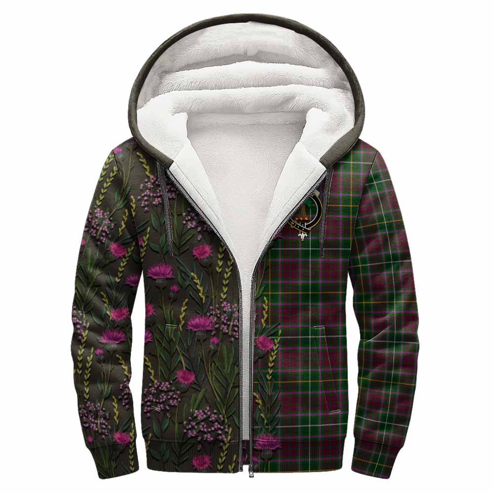 Crosbie Family Crest Tartan Sherpa Hoodie Scottish Thistle Flower Pattern Half Style - Tartan Vibes Clothing