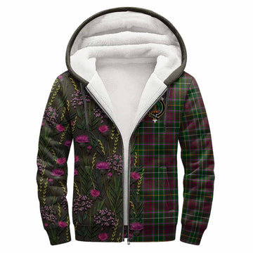 Crosbie Family Crest Tartan Sherpa Hoodie Scottish Thistle Flower Pattern Half Style - Tartan Vibes Clothing