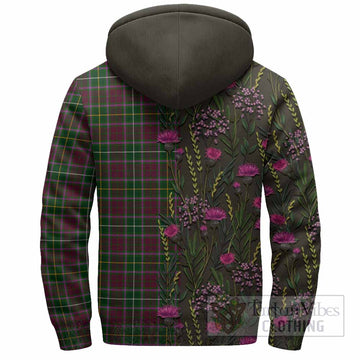 Crosbie Family Crest Tartan Sherpa Hoodie Scottish Thistle Flower Pattern Half Style - Tartan Vibes Clothing