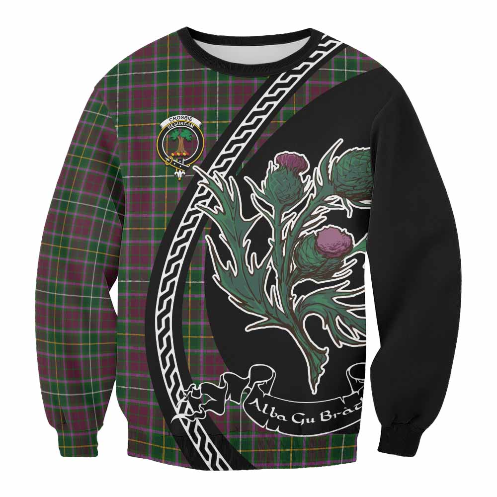 Crosbie Family Crest Tartan Sweatshirt Alba Thistle Inspired - Tartan Vibes Clothing
