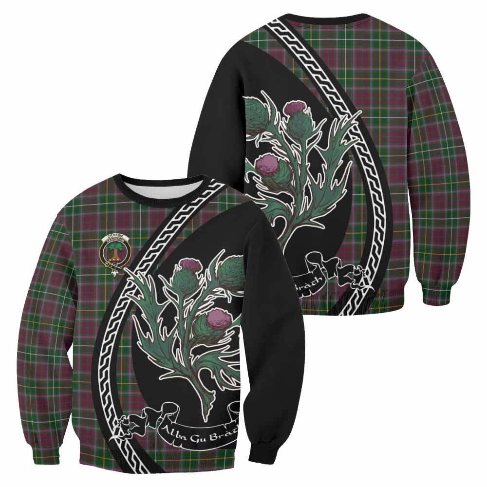 Crosbie Family Crest Tartan Sweatshirt Alba Thistle Inspired - Tartan Vibes Clothing