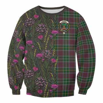 Crosbie Family Crest Tartan Sweatshirt Scottish Thistle Flower Pattern Half Style - Tartan Vibes Clothing