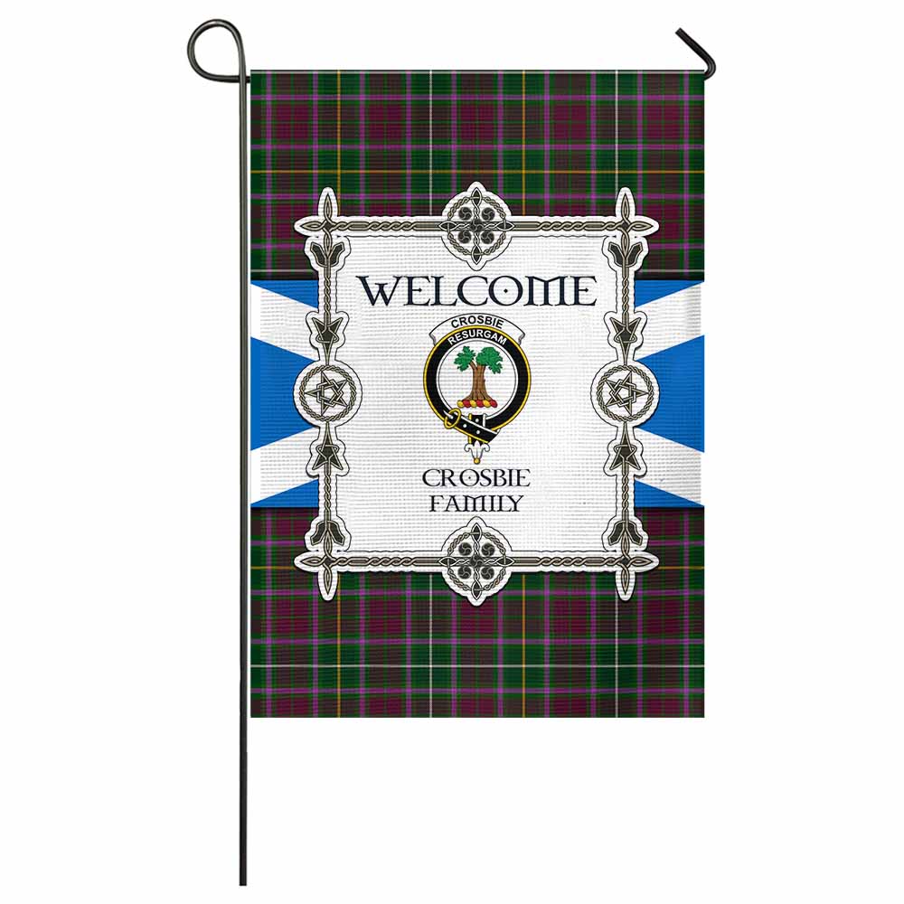 Crosbie Family Crest Tartan Welcome Garden Flag Saltire Harmony Style - Tartan Vibes Clothing